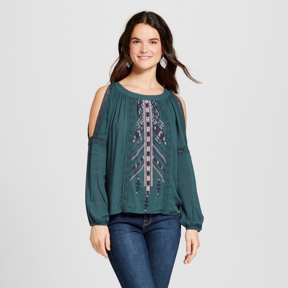 Knox Rose Tops - Knox Rose Women's Long Sleeve Embroidered Knit Top